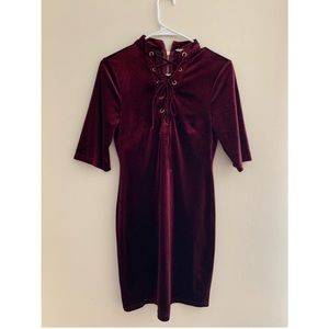 Velour Lace Up Dress